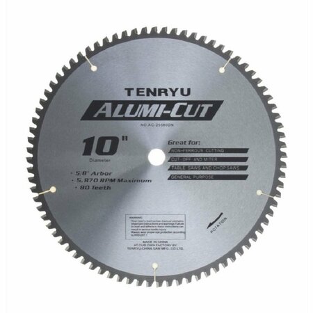 TENRYU 10in Alumi-Cut Clean Non-Ferrous Blade 80T 5/8in Arbor AC-25580DN